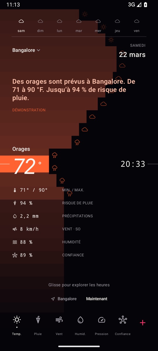 Aperçu de Weather Bands — capture de l’application